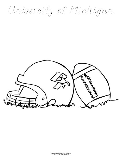 Helmet and Football Coloring Page
