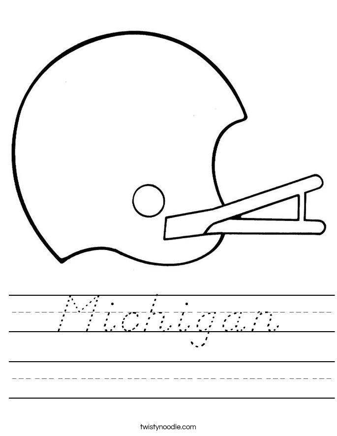 Michigan Worksheet - D'Nealian - Twisty Noodle