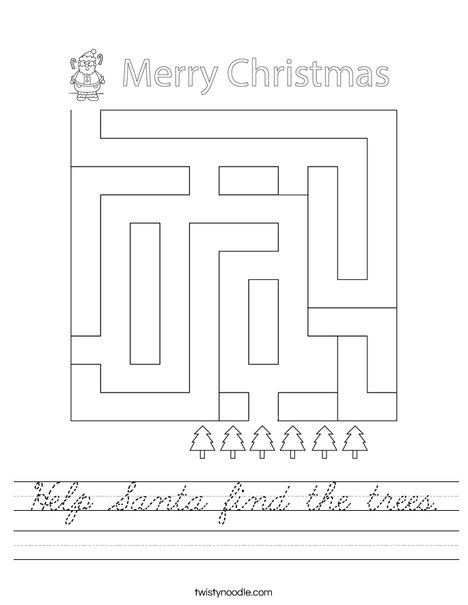 Help Santa find the trees. Worksheet