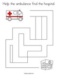 Help the ambulance find the hospital. Coloring Page
