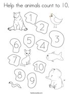 Help the animals count to 10 Coloring Page