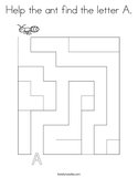 Help the ant find the letter A Coloring Page