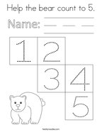Help the bear count to 5 Coloring Page