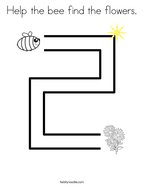 Help the bee find the flowers Coloring Page