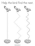 Help the bird find the nest Coloring Page