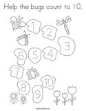 Help the bugs count to 10 Coloring Page