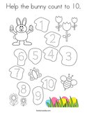 Help the bunny count to 10 Coloring Page