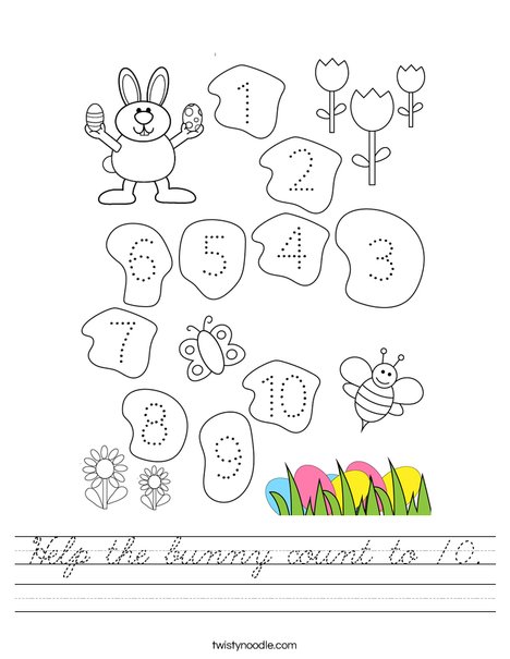 Help the bunny count to 10. Worksheet