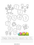 Help the bunny count to 10. Worksheet
