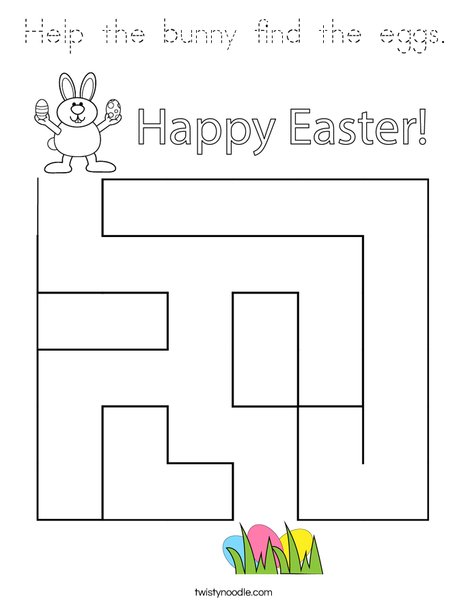 Help the bunny find the eggs. Coloring Page