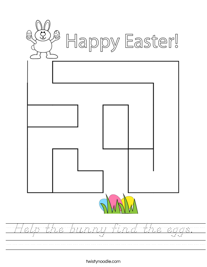 Help the bunny find the eggs. Worksheet