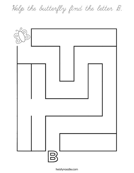 Help the butterfly find the letter B. Coloring Page