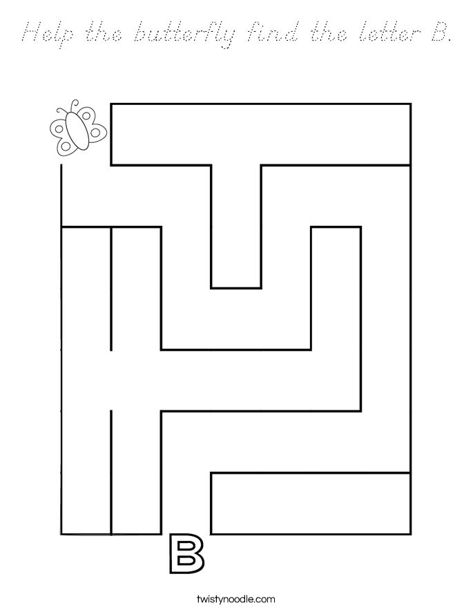 Help the butterfly find the letter B. Coloring Page