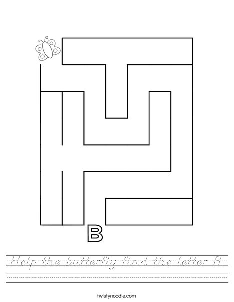 Help the butterfly find the letter B. Worksheet