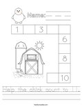 Help the chick count to 11. Worksheet