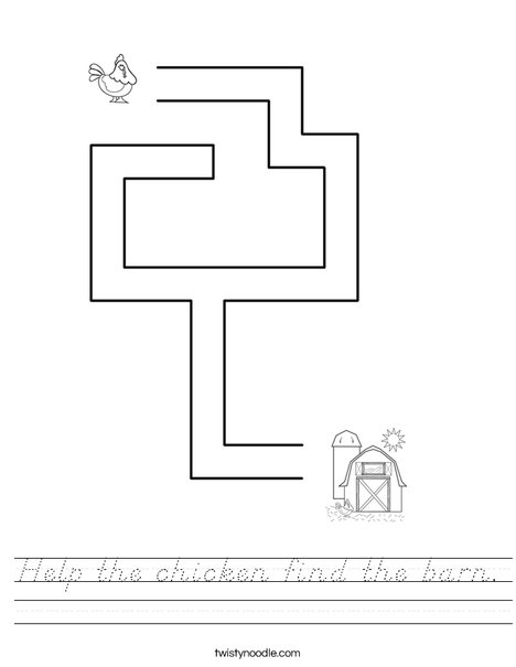 Help the chicken find the barn. Worksheet