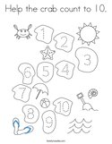 Help the crab count to 10 Coloring Page