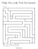 Help the crab find the beach Coloring Page
