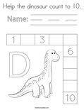 Help the dinosaur count to 10. Coloring Page