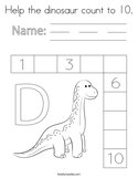 Help the dinosaur count to 10 Coloring Page
