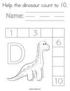 Help the dinosaur count to 10 Coloring Page