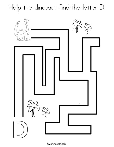 Download Help the dinosaur find the letter D Coloring Page - Twisty Noodle