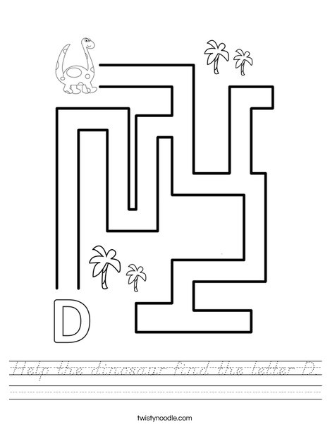 Help the dinosaur find the letter D. Worksheet