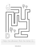 Help the dinosaur find the letter D. Worksheet