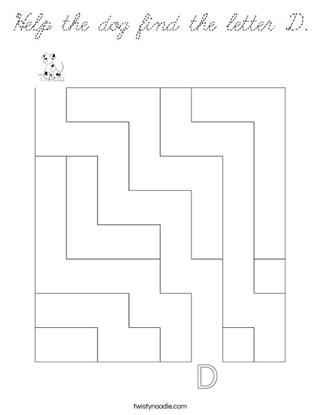 Help the dog find the letter D. Coloring Page