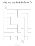Help the dog find the letter D Coloring Page