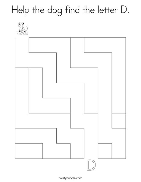 Help the dog find the letter D. Coloring Page