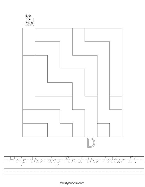 Help the dog find the letter D. Worksheet