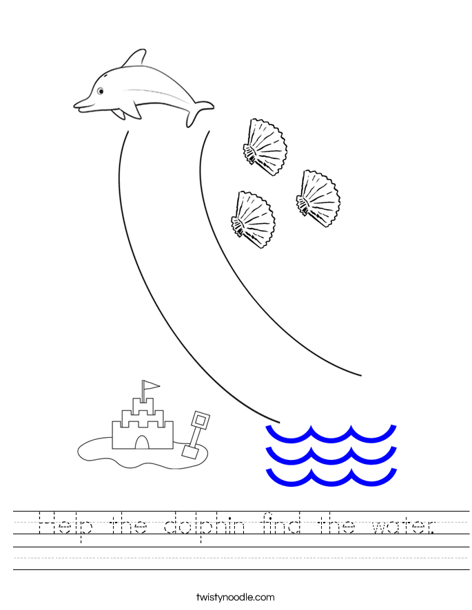 Help the dolphin find the water. Worksheet