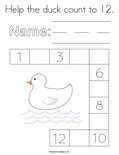 Help the duck count to 12. Coloring Page