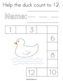 Help the duck count to 12 Coloring Page