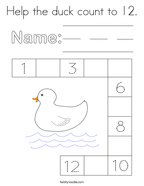 Help the duck count to 12 Coloring Page