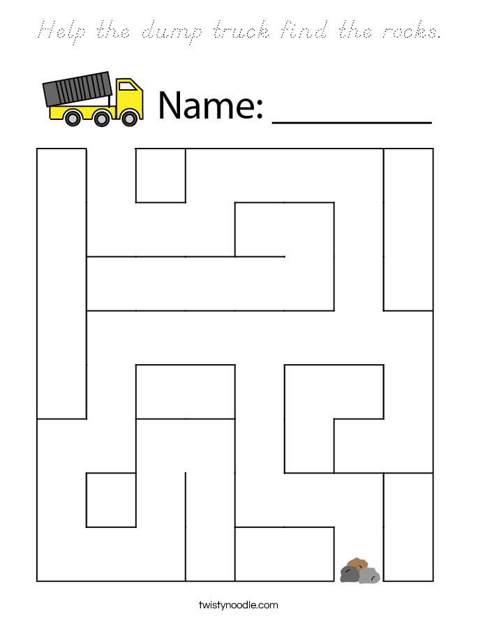 Help the dump truck find the rocks. Coloring Page