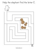 Help the elephant find the letter E Coloring Page