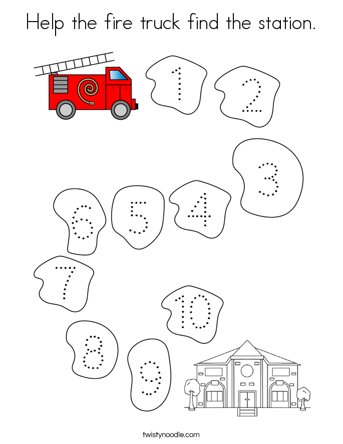Help the fire truck find the station. Coloring Page