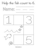 Help the fish count to 6 Coloring Page