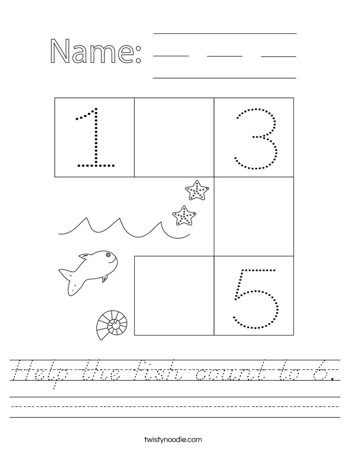 Help the fish count to 6. Worksheet