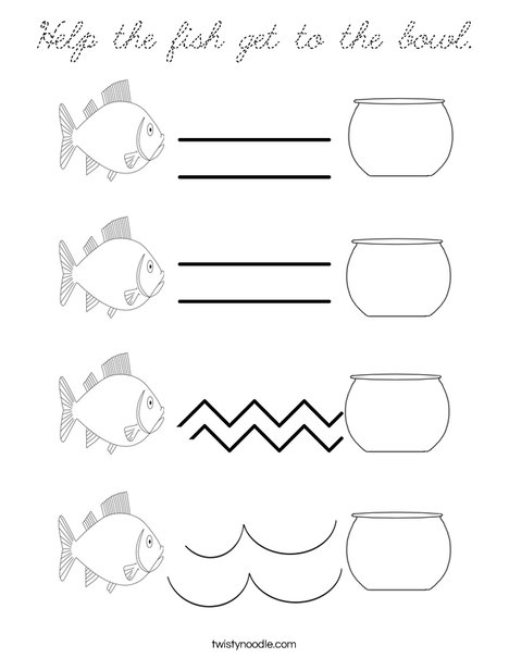 Help the fish get to the bowl. Coloring Page