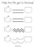 Help the fish get to the bowl Coloring Page