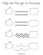 Help the fish get to the bowl Coloring Page