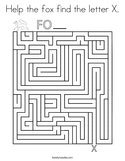 Help the fox find the letter X Coloring Page