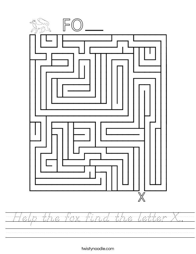 help the fox find the letter x worksheet dnealian
