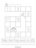 Help the frog count to 20. Worksheet