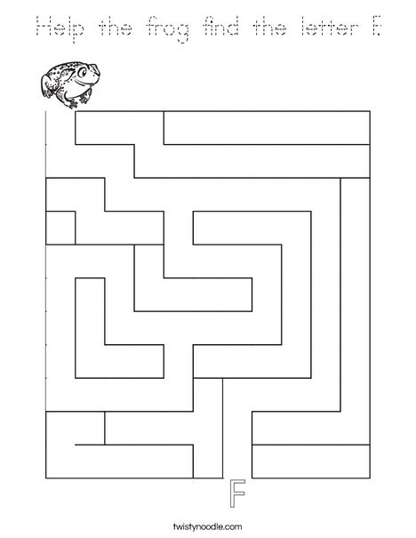 Help the frog find the letter F. Coloring Page