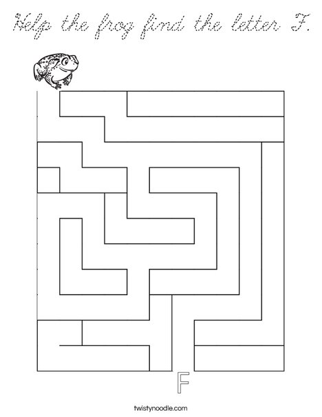 Help the frog find the letter F. Coloring Page