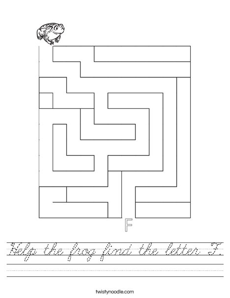 Help the frog find the letter F. Worksheet